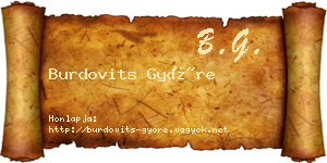 Burdovits Györe névjegykártya